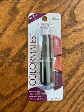 NIP Colormates Lipstick Coral Splendor 62668, Paraben Free Vitamin E & Aloe